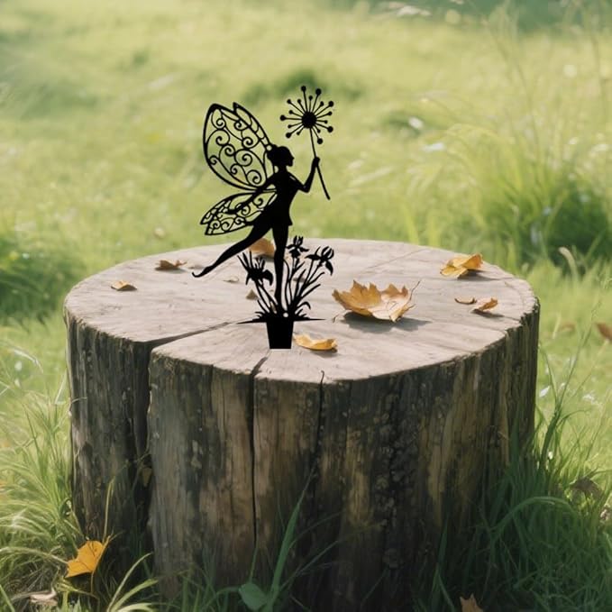 Garden Decorative Flower Elves 3 Piece Set, Metal Fairy Tale Statue, Suitable for Yard, Flower Pot, Lawn, Decoration Gift