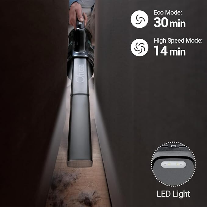 Ofuzzi H9 Pro Handheld Vacuum Cleaner, Extra-Long Crevice Tool, 40AW/13kPa Surging Suction, LED- Display&Light, Up to 30 Mins Runtime, Portable Vacuum for Home Cleaning, Black