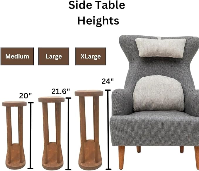 Oval Solid Wood Narrow Side Table, Slim End Table, Small Coffee Table (Chestnut, XLarge)