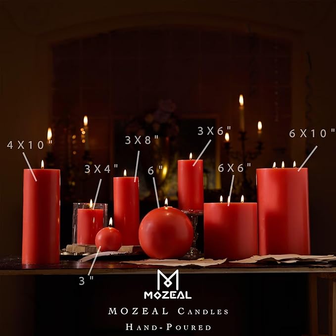 MOZEAL Hand-Poured, 3 Inch Living Coral Round Ball Candles - Elegant Living Coral Round Pillar Candles Set of 3, Dripless, Unscented, Smokeless, Ideal for Summer Parties.