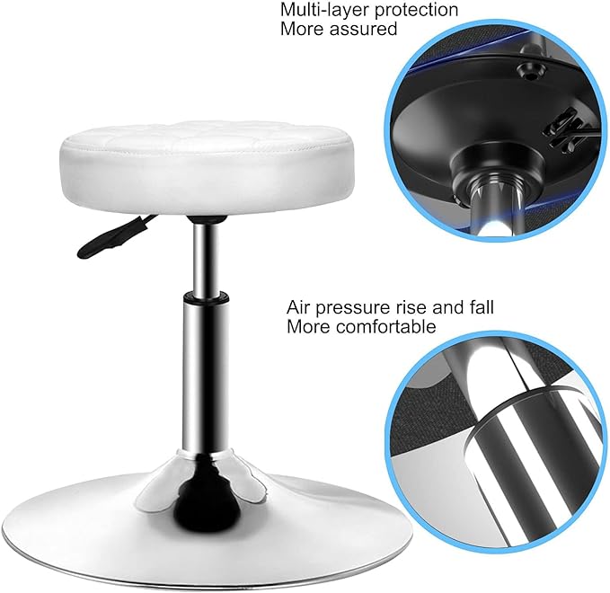 QiCheng&LYS Adjustable Height Sit Stand Round Office Stool Chair for Office Home Kitchen Wheelless Beauty Slip Stool (White)