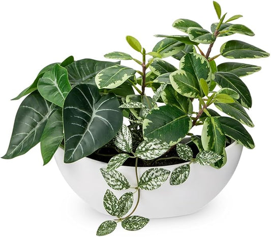 Fake Plants 11.8" Artificial Potted Plant Assorted Faux Plants in Pot Silk Plants Artificial Plants Indoor for Home Living Room Bedroom Bathroom Office Desk Table Centerpieces Shelf Greenery Decor