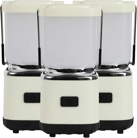 LUXPRO LP189 Mini Lantern - USB-C Rechargeable Camping Light - with 4 Color Modes - Dimmable LED Portable Lantern for Hiking & Emergency - Handy Compact Design (Beige, 3-Pack)