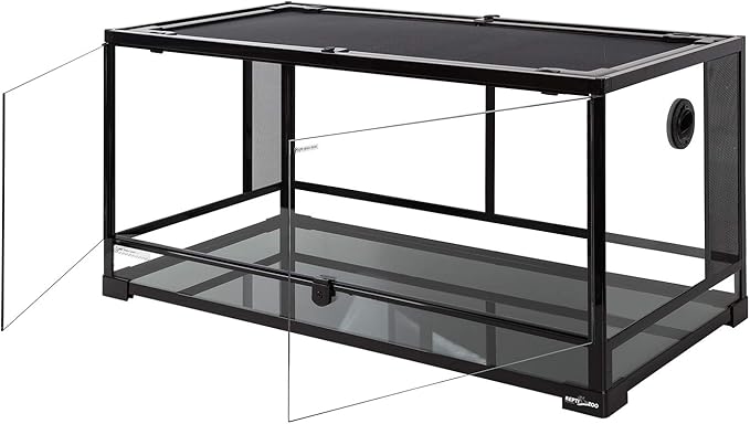 REPTI ZOO 50 Gallon Reptile Glass Tank Terrarium 2 in 1 Side Meshes and Side Glasses Double Hinge Door with Screen Ventilation Tempered Glass 36" x 18" x 17.75"
