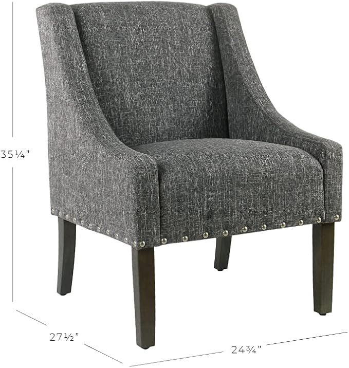 Homepop Home Decor | Upholstered Classic Swoop Arm Accent Chair | Accent Chairs for Living Room & Bedroom | Decorative Home Furniture, Slate Grey