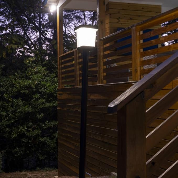 Gama Sonic Halo Outdoor Solar Post Light – 300 Lumen Dual-Color LED Fixture for 3-Inch Poles, (315i90012)