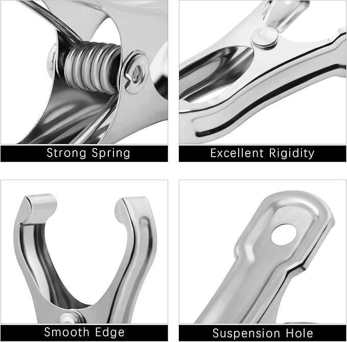 Aodaer 60 Pieces Stainless Steel Garden Clip with Strong Grip Heavy Duty Greenhouse Clips Anti-wind Garden Shed Film Shading Net Rod Clamps for Shade Cloth Plant Cover on Garden Hoops