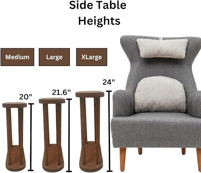 Oval Solid Wood Narrow Side Table, Slim Small Pedestal Coffee Table for Living Room, Modern Minimalist Design for Small Spaces, Recliner Drink Table (Dark Walnut, Large)