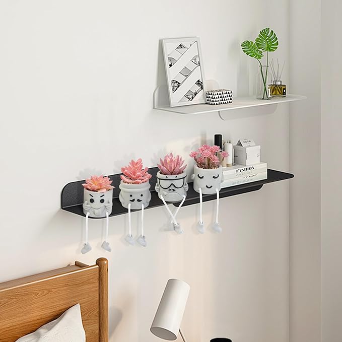 Set of 4 Artificial Potted Mini Succulent Plants - Small Fake Succulents in Hanging Leg Cement Pots, Desk/Bathroom/Bookshelf/Wall Decor for Home Office, Cute Office Decor for Women (Pink)