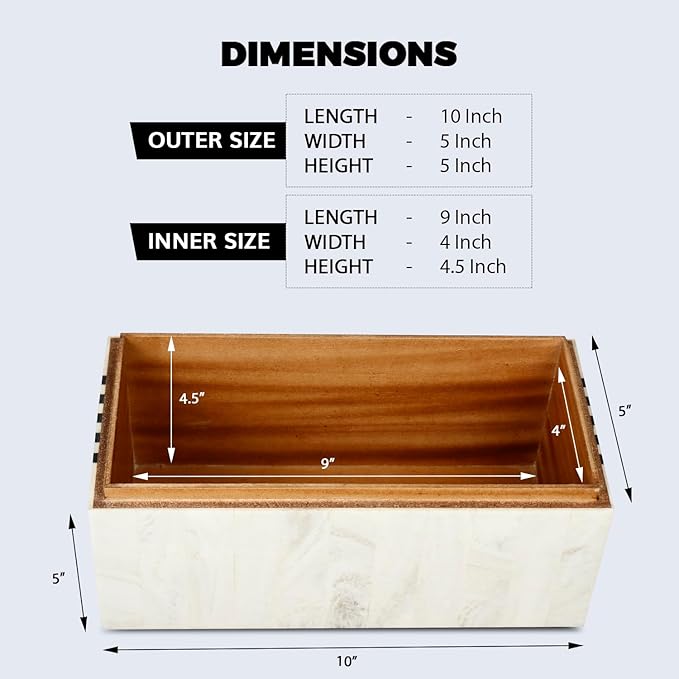 Handicrafts Home Handmade Mono Collection Decorative Jewelry Box Organizer – Keepsakes, Trinkets, and Home Decor – Antique Coffee Table Storage, Memory Box, Farmhouse Style Decor Sprint, 10x5x5