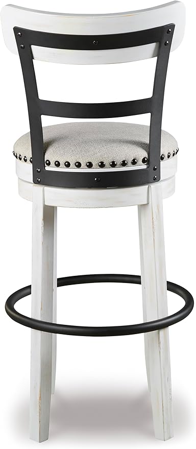 Signature Design by Ashley Valebeck 30" Modern Swivel Pub Height Barstool, Whitewash