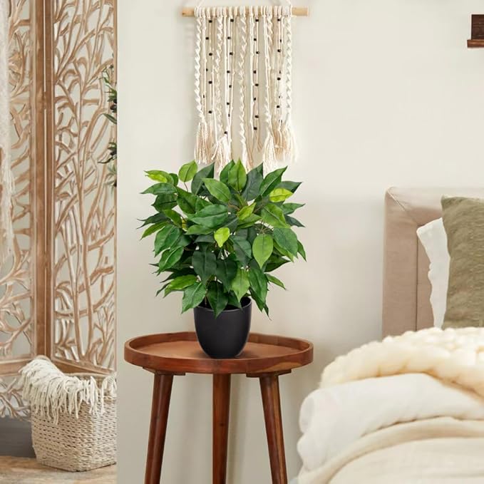 Fake Plant 15.7" Artificial Plants Indoor Small Ficus Potted Plants Silk Plants Faux Topiary Plant for Home Bathroom Bedroom Dining Room Kitchen Window Shelf Desk Centerpieces Tabletop Decor