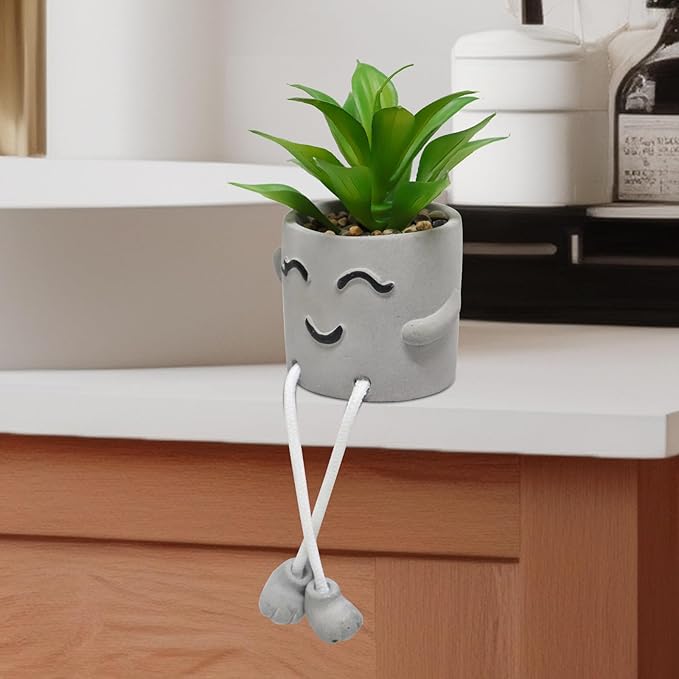 2PCS Fake Succulents, Artificial Plants Bathroom Decor, Mini Plants Shelf Decor, Small Desk Plant for Home Decor, Cute Faux Plants Office Decor, Fake Plants for Women Desk