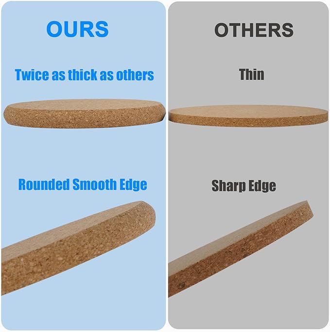 8 Pcs Drink Coasters with Holder, Thicker Cork Coasters for Drinks Absorbent for Coffee Table Wooden Coaster Set Tabletop Protection Cup Mat Bar Kitchen Living Room House Home Decor Housewarming Gift