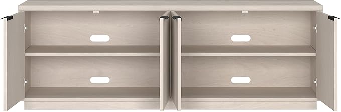 Henn&Hart TV Stand for TVs up to 78'' with 2 Storage Cabinets and Adjustable Shelves for Living Room, Family Room, or Office, Alder White