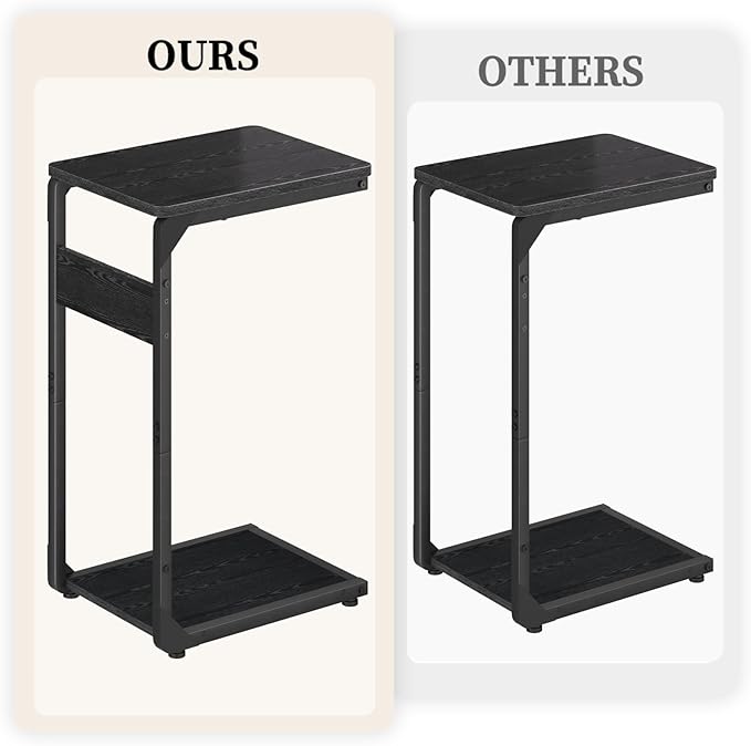 Narrow C-Shaped End Tables, TV Trays Set of 2, Small Side Table for Couch, Sofa Table for Living Room, Bedroom, Bedside ET-YB-BK2