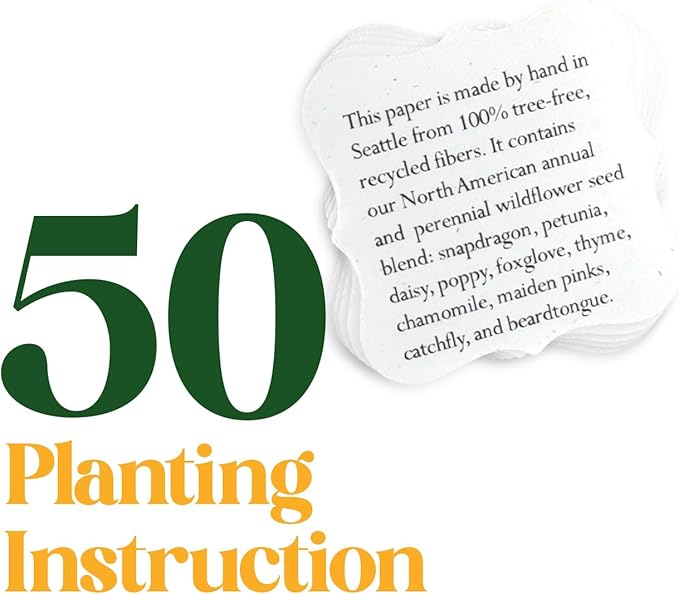 50 Sets of Square Planting Guide with Glassine Envelopes – Perfect for Seed Paper Products, Wedding Favors, and Gift Sets (Square Shape)