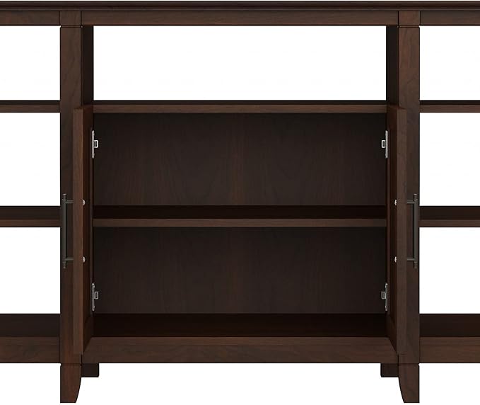 Bush Furniture Key West Tall TV Stand for 65 Inch TV in Bing Cherry, Farmhouse Entertainment Center with Storage