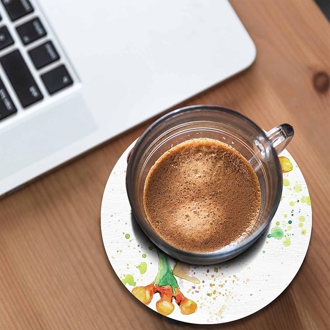 Cute Frog Coasters for Coffee Table Watercolor Funny Wild Animal Splash Stain Smile Pet Sketch Classic Housewarming Presents for Women Men Home Decor Office Kitchen Living Room 2 Pcs