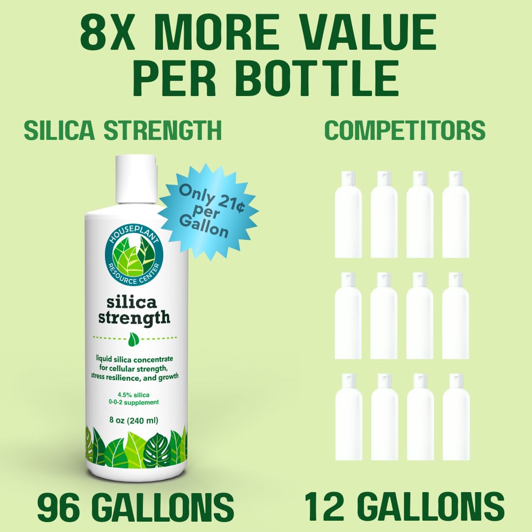 Silica Strength Plant Supplement – Strengthens Stems, Supports Upright Leaves & Improves Stress Resilience | Ready-to-Use 4.5% Liquid Concentrate for Houseplants | 8 oz | Makes 96 Gallons
