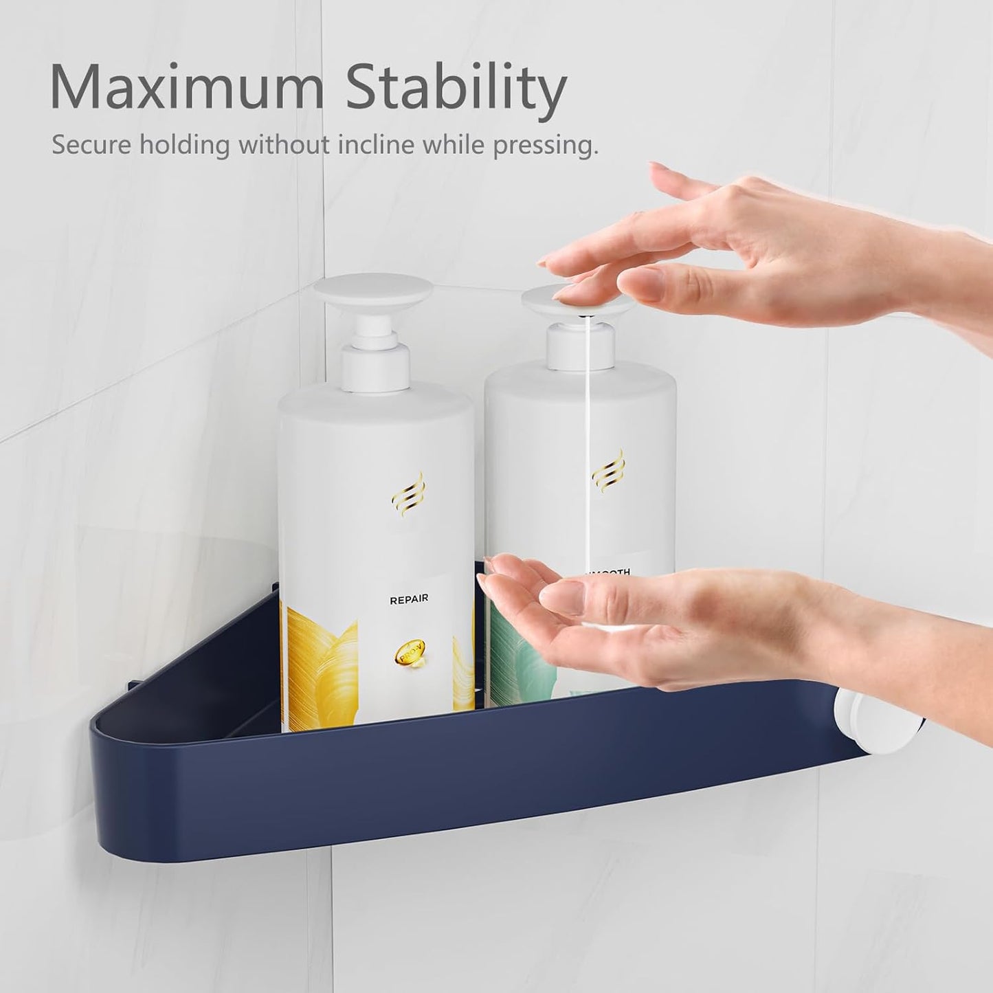 Sotfamily Shower Caddy Corner, 2 Pack Adhesive Corner Shower Shelves for Bathroom Organizers and Storage, Rust Free Plastic Rack for Bathroom Accessories & Decor, Navy