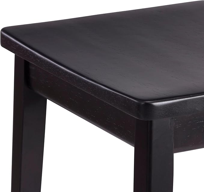 Plank+Beam Smythe Counter Stool, 24", Set of 4, Sturdy Wood Modern Kitchen Counter Height Stool, Saddle Seat Backless Counter Chair, Metal Footrest, Black