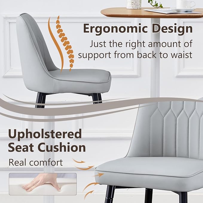 Counter Height Bar Stools Set of 2,Modern Bar Stools Set of 2,Light Grey Faux Leather Barstools with Back and Footrest,27"Bar Chairs for Kitchen Island,Cafe,Pub,Bar,Dining Room,Hold Up to 500 LBS