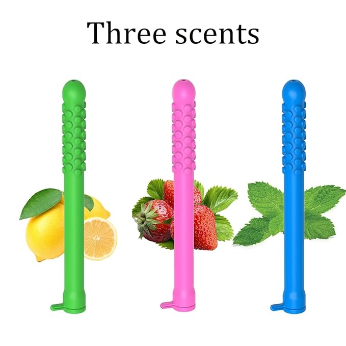3-Pack Chewable Essential Oil Breath Sticks -Focus attention, Aromatherapy, Fresh Breath, Stop Smoking Chew Stick, Travel Chewable Breather Quit Smoking