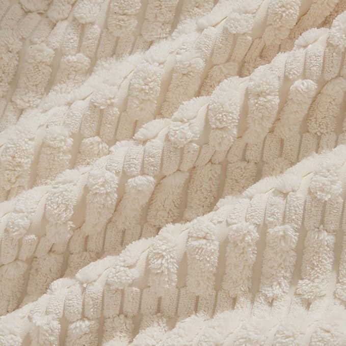 Fancy Homi 4 Packs Boho Cream Decorative Throw Pillow Covers 12x24 Inch for Living Room Couch Bed Sofa, Rustic Modern Farmhouse Home Decor, Soft Plush Corduroy Beige Cute Square Cushion Case 30x60 cm