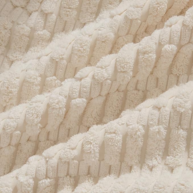 Fancy Homi 4 Packs Boho Cream Decorative Throw Pillow Covers 14x24 Inch for Living Room Couch Bed Sofa, Rustic Modern Farmhouse Home Decor, Soft Plush Corduroy Beige Cute Square Cushion Case 35x60 cm