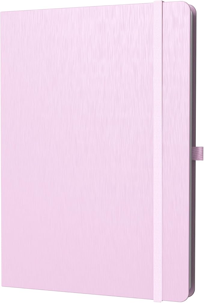 A4 Lined Journal Notebook, 8mm Ruled Notepad, Journaling for Writing, Work, School, Travel and Note Taking, Hardcover 160 Pages (80 Sheets) 8.27 x 11.6 inches (Pink)