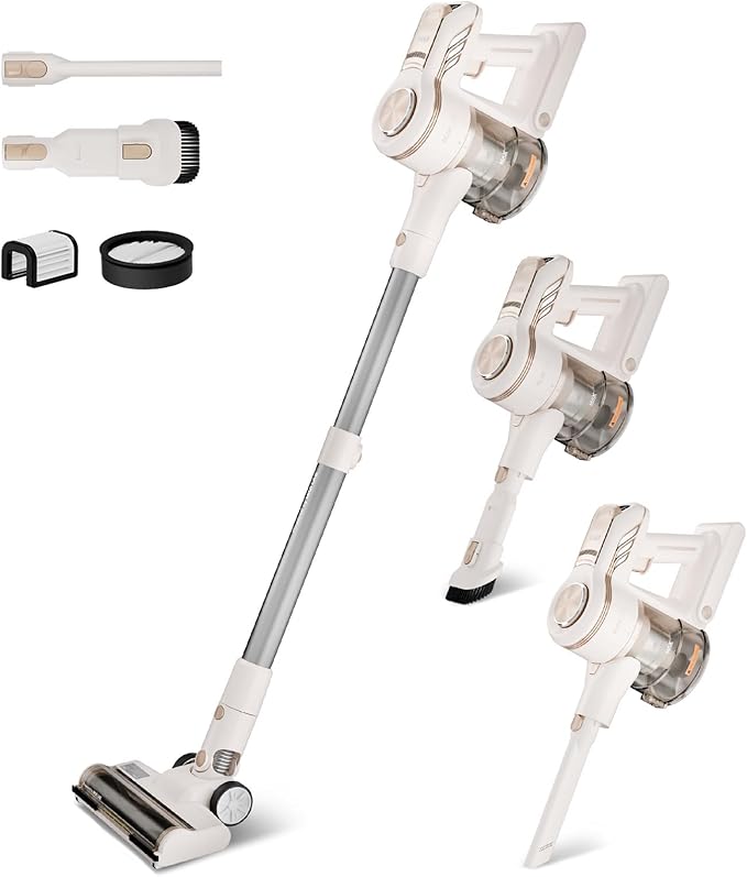 MIUI Cordless Upright Vacuum Cleaner, 45000Pa M2 Powerful Suction Brushless Motor, V-Shaped Anti-Hair Tangle Brush, Optical Dust Detection, Stick Vacuum for Hard Carpet,Floor,Pet Hair