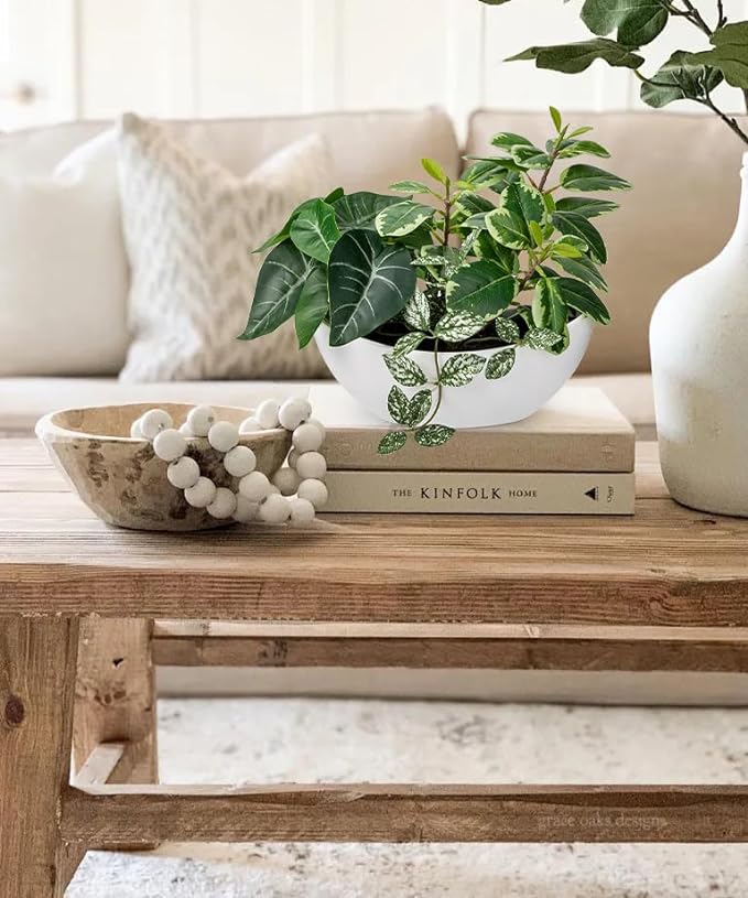 Fake Plants 11.8" Artificial Potted Plant Assorted Faux Plants in Pot Silk Plants Artificial Plants Indoor for Home Living Room Bedroom Bathroom Office Desk Table Centerpieces Shelf Greenery Decor