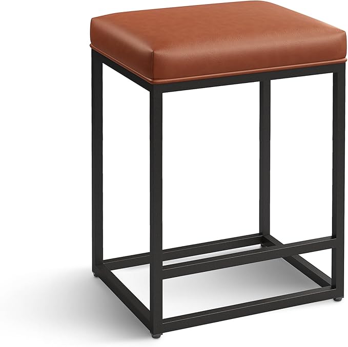 PHI VILLA Brown Bar Stools - 24 inch Counter Stools for Kitchen Island, Counter Height Bar stools