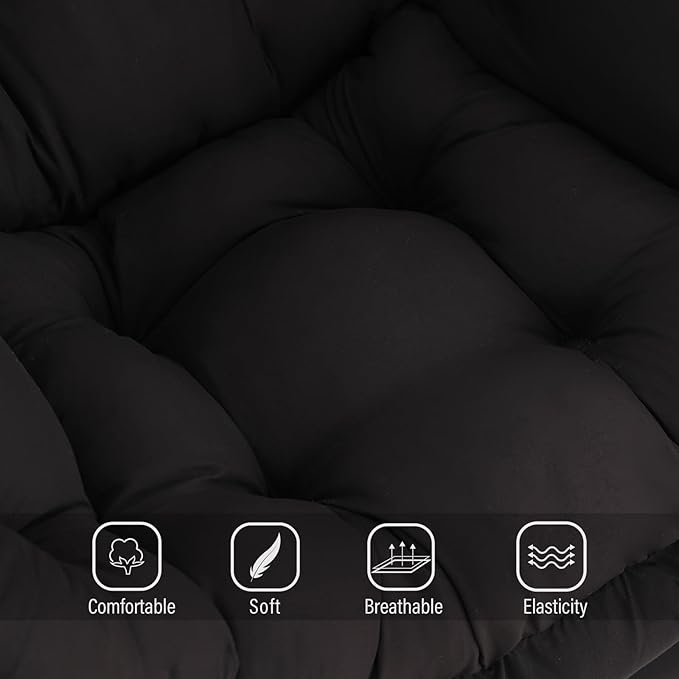 Welnow Lazy Chair for Living Room, Modern Reading Lounge Accent Chair with Armrests and a Side Pocket, Leisure Upholstered Lazy Sofa for Small Space, Bedroom, Dorm, Black