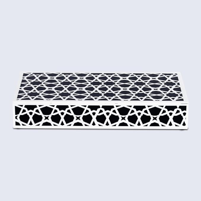 Handicrafts Home Handmade Zellij Collection Decorative Jewelry Box Organizer – Keepsakes, Trinkets, and Home Decor – Antique Coffee Table Storage, Wedding Memory Box, Farmhouse Style Decor, 12x6x2
