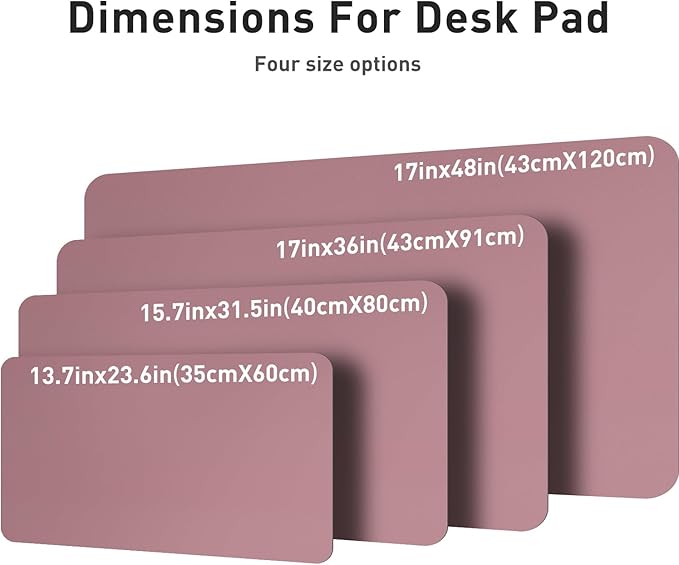 Aothia Leather Office Desk Mouse Pad Protector, Non-Slip PU Leather Laptop Desk Blotter/Mat, Waterproof Writing Pad for Office and Home, Dark Pink, 23.6" x 13.7"