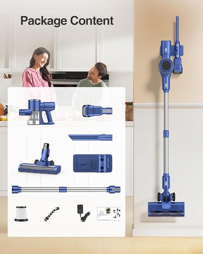 Natrogix Cordless Vacuum Cleaner, 35Kpa Vacuum Cleaners for Home, Lightweight Household Stick Vacuum Cleaner, LED Display, Rechargeable, Handheld Vacuum for Pet Hair Carpet Hardwood Floor, AS2208