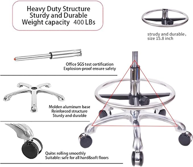 Saddle Stool Chair with Backrest and Foot Ring, Ergonomic Rolling Esthetician Seat for Salon, Tattoo Shop, Spa, Facial lash Home, Dentist Clinic, Esthetician Chair, Black
