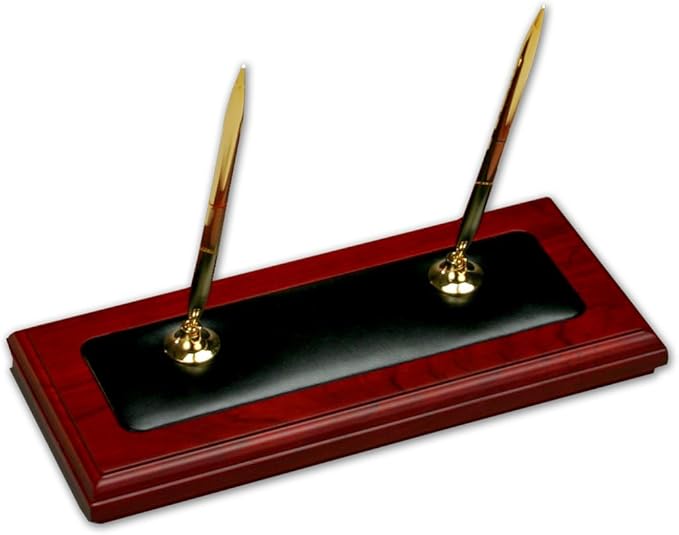 Dacasso Rosewood and Leather Desk Set, 8-Piece