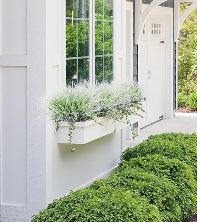 RECUTMS Artificial Grasses for Outdoor Planters Outdoor Greenery White Plastic House Plants Faux Grass for Planters Wedding Indoor Outside Garden Porch Home Office Window Box Decor(White)