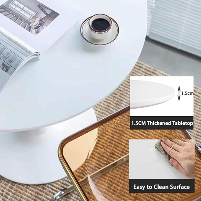 31.2" Tulip Dining Table, White, Perfect for 2-4 People, Mid-Century Modern Style, Round MDF Top with Sturdy Base for Dining Room, Living Room, Cafe