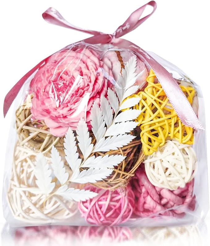 Qingbei Rina Pink Decorative Balls for Bowls, Assorted Vase Filler for Centerpieces, Wicker Rattan Balls Decorative Orbs Woven Spheres, Bowl Fillers for Home Decor