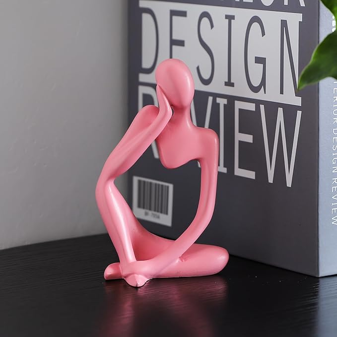 BrownLove 3pcs Pink Human Body Abstract Art Decoration, Modern Art Resin Statue Room Office Shelf Bookcase Decoration