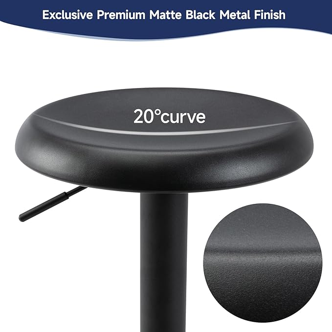 Brage Living Bar Stools, Adjustable Height Swivel Bar Stools, Metal Airlift Barstools, Backless Counter Height Bar Chairs for Kitchen Dining Room Pub Cafe 1Pc (Black)