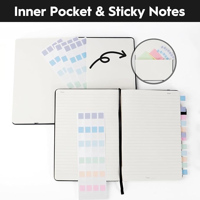 A5 Lined Journal Notebooks for Work, 192 Pages, Medium 5.7 x 8.3inch, College Ruled, Vegan Leather Hardcover Journals for Women Men,3 Pack