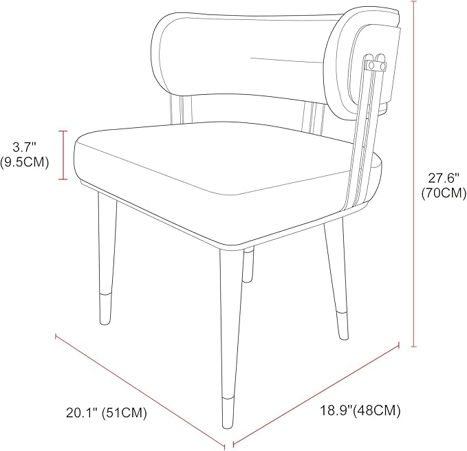 Modern Mid-Century Upholstered Leather Dining Chairs Set of 2 with Thick High-Resilience Foam, Walnut Wood Veneer,Dining Chairs with Anti-Slip Pads,Light Brown
