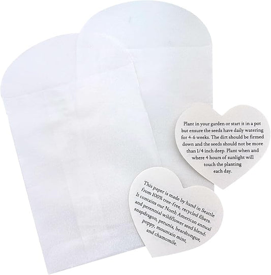 50 Set of Heart Planting Guide with Glassine Envelopes – Perfect for Seed Paper Products, Wedding Favors, and Gift Sets