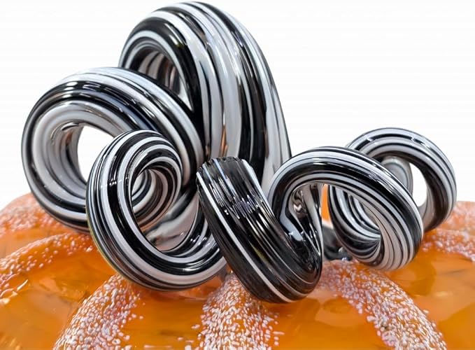 Luke Adams Glass Handmade Glass Pumpkins Handmade Table Top Home Decor (Squat, Halloweenie)