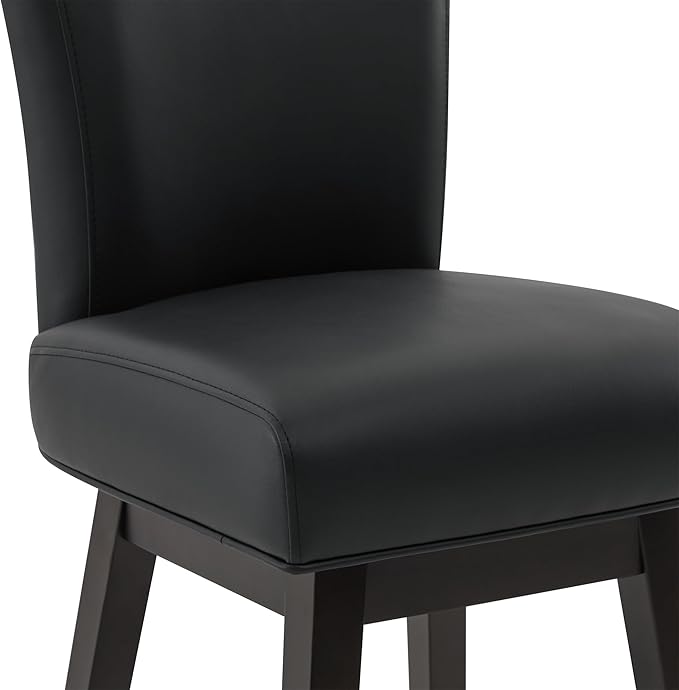 CHITA 30 Inch Counter Height Swivel Bar Stools Set of 2, FSC Certified Modern Upholstered Faux Leather Swivel Barstool Chairs with Back, Black